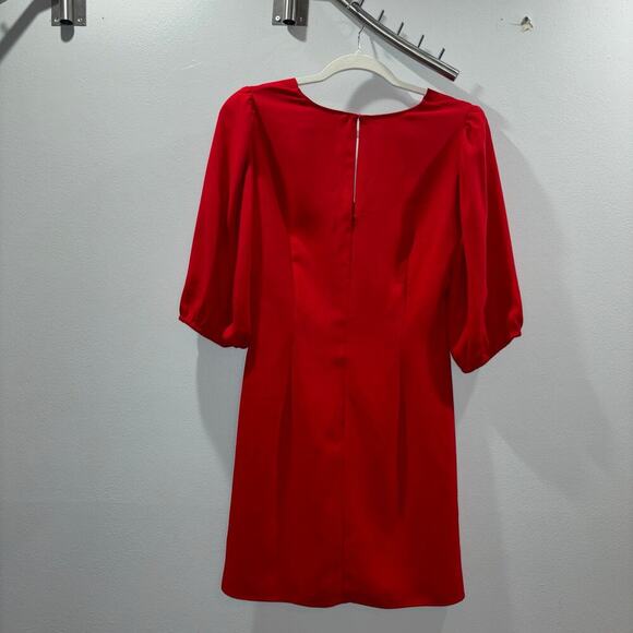 Amanda Uprichard Red Puff Sleeve Twist Front Mini Dress – Size Medium - Picture 5 of 15